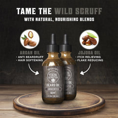 Viking Revolution unscented beard oil bottle avoids fragrance clashes.