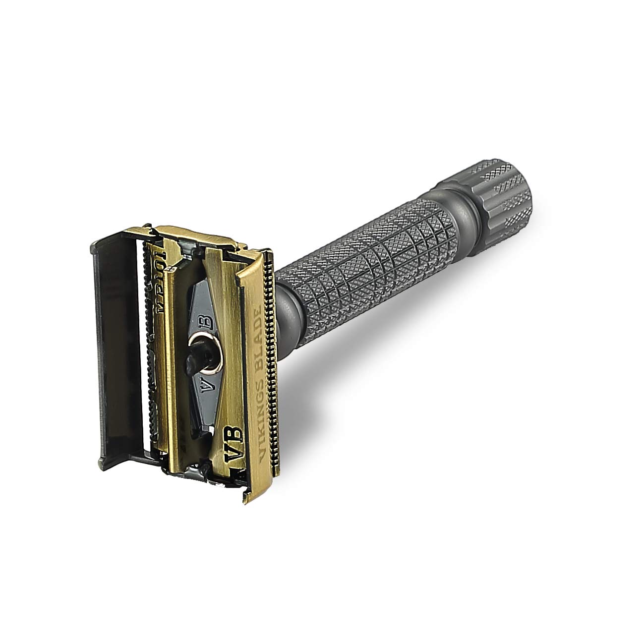 Vikings Blade Chieftain recyclable razor shown alongside packaging.