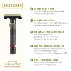 Vikings Blade Emperor Meiji adjustable head demonstrates customizable aggression for different skin areas