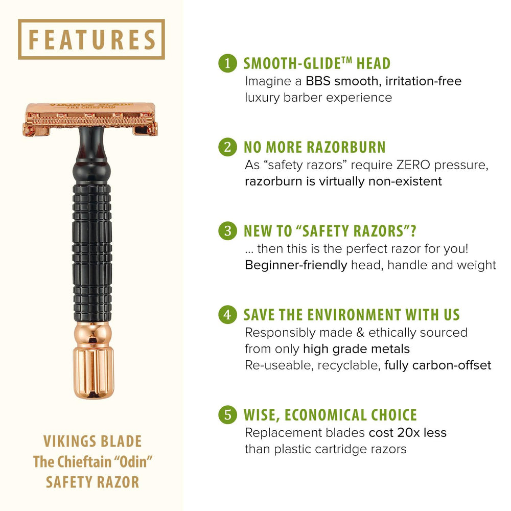 Vikings Blade platinum-coated Swedish steel blades for smooth daily shaving