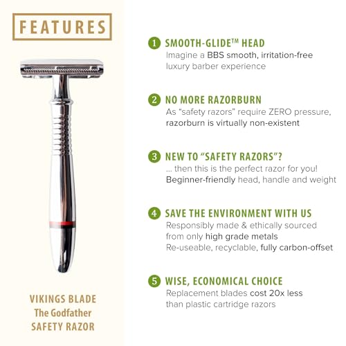 Vikings Blade platinum-coated Swedish blades offer durable, milder shaving