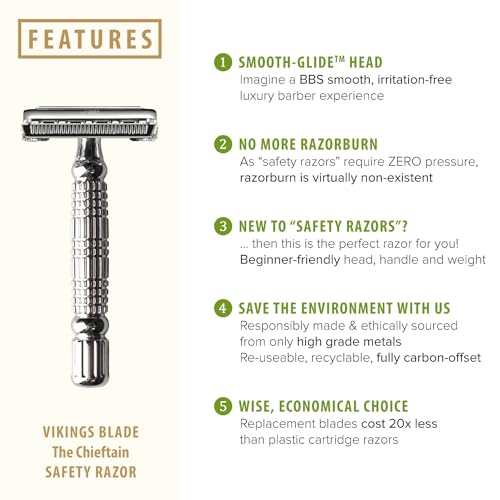 Vikings Blade safety razor blade pack with platinum-coated Swedish blades for smoother replacements