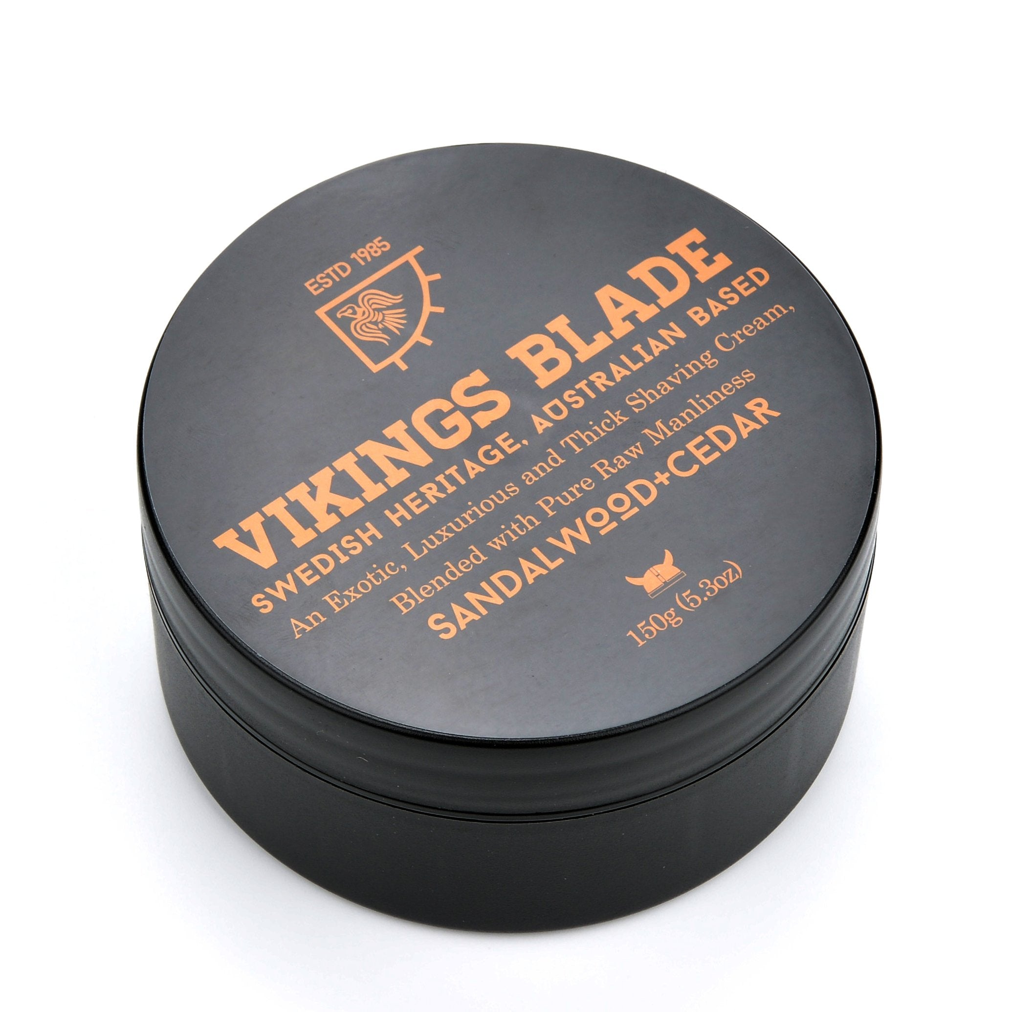 Vikings Blade shaving cream sandalwood cedar jar with rich scent and smooth lather