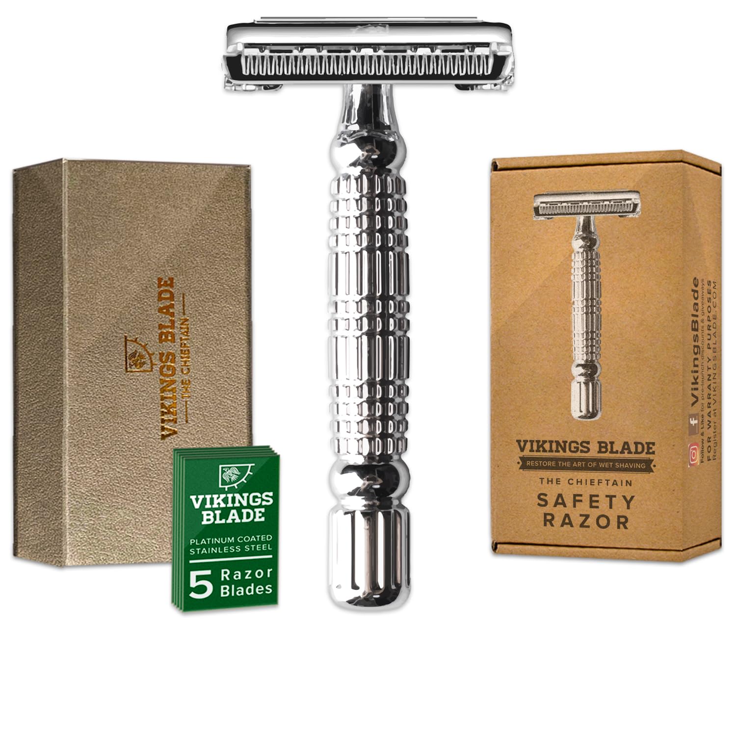 Vikings Blade The Chieftain razor handle provides a sturdy grip for precise shaving