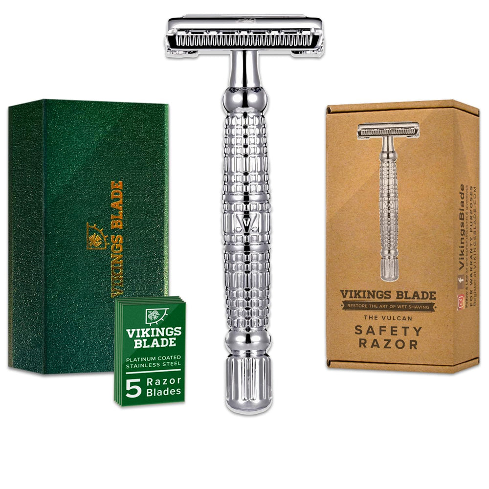 Vikings Blade Vulcan razor long handle for a precise, comfortable shave