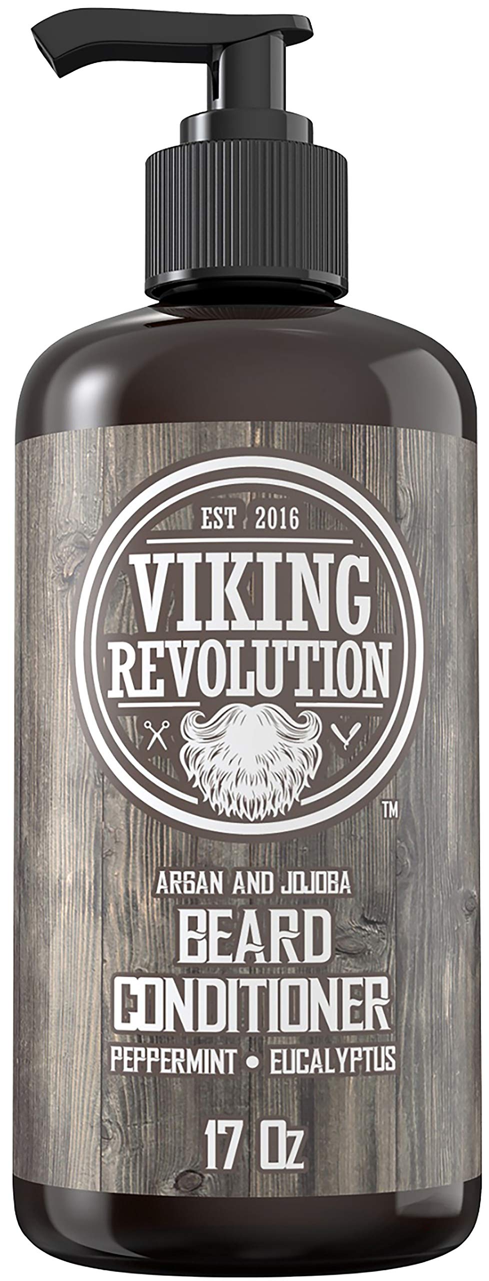 Beard-care routine featuring Viking Revolution conditioner for shine and manageability.