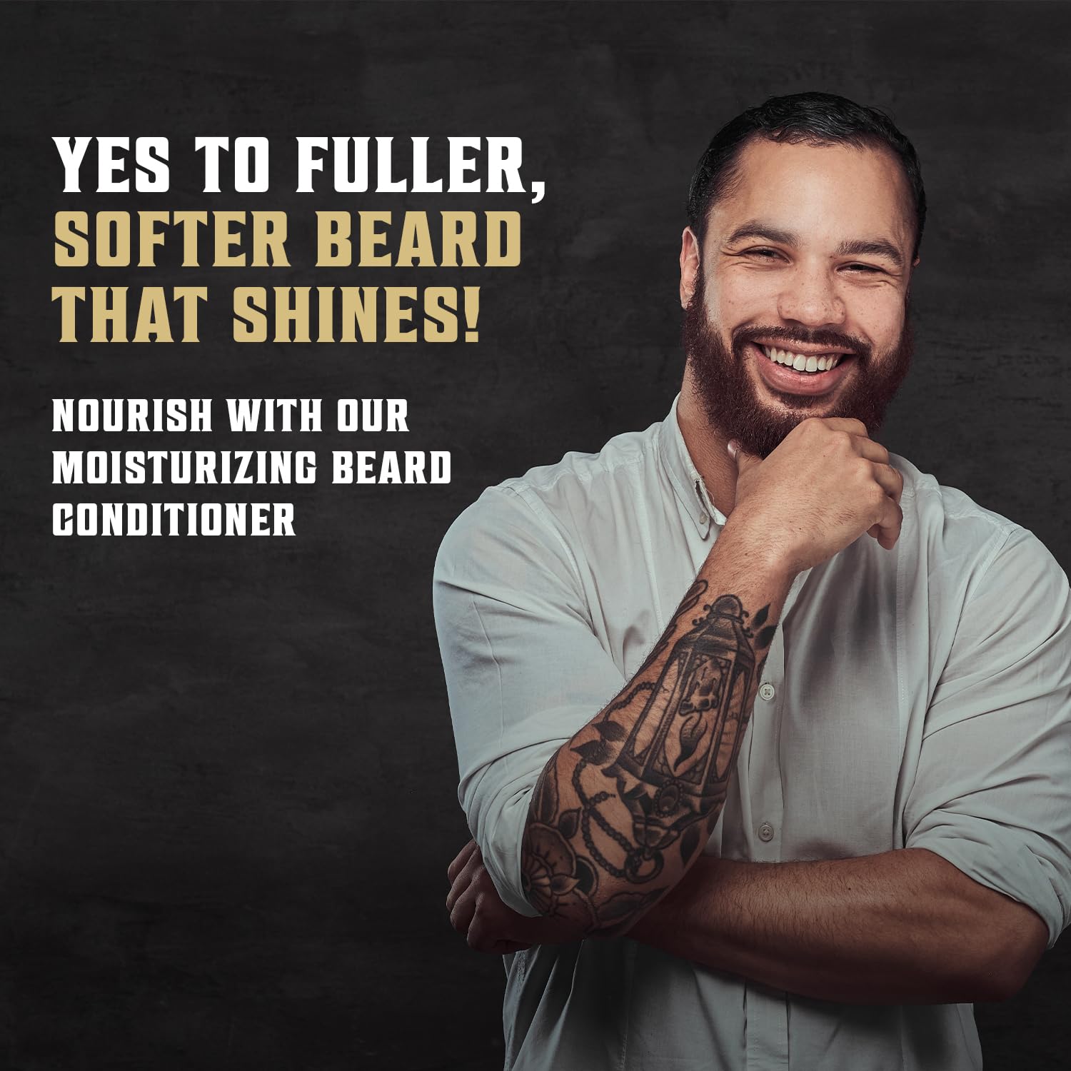 Viking Revolution beard conditioner softening close-up for smoother beard.