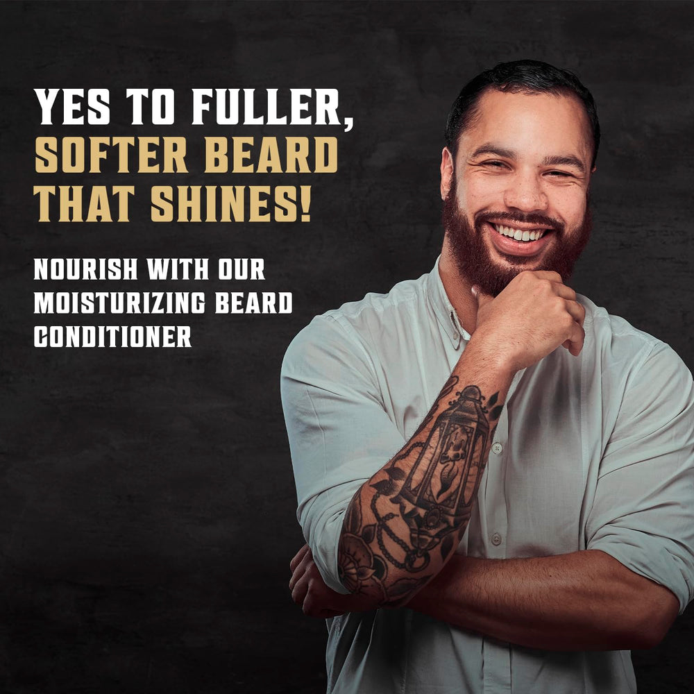 Viking Revolution beard conditioner softening close-up for smoother beard.