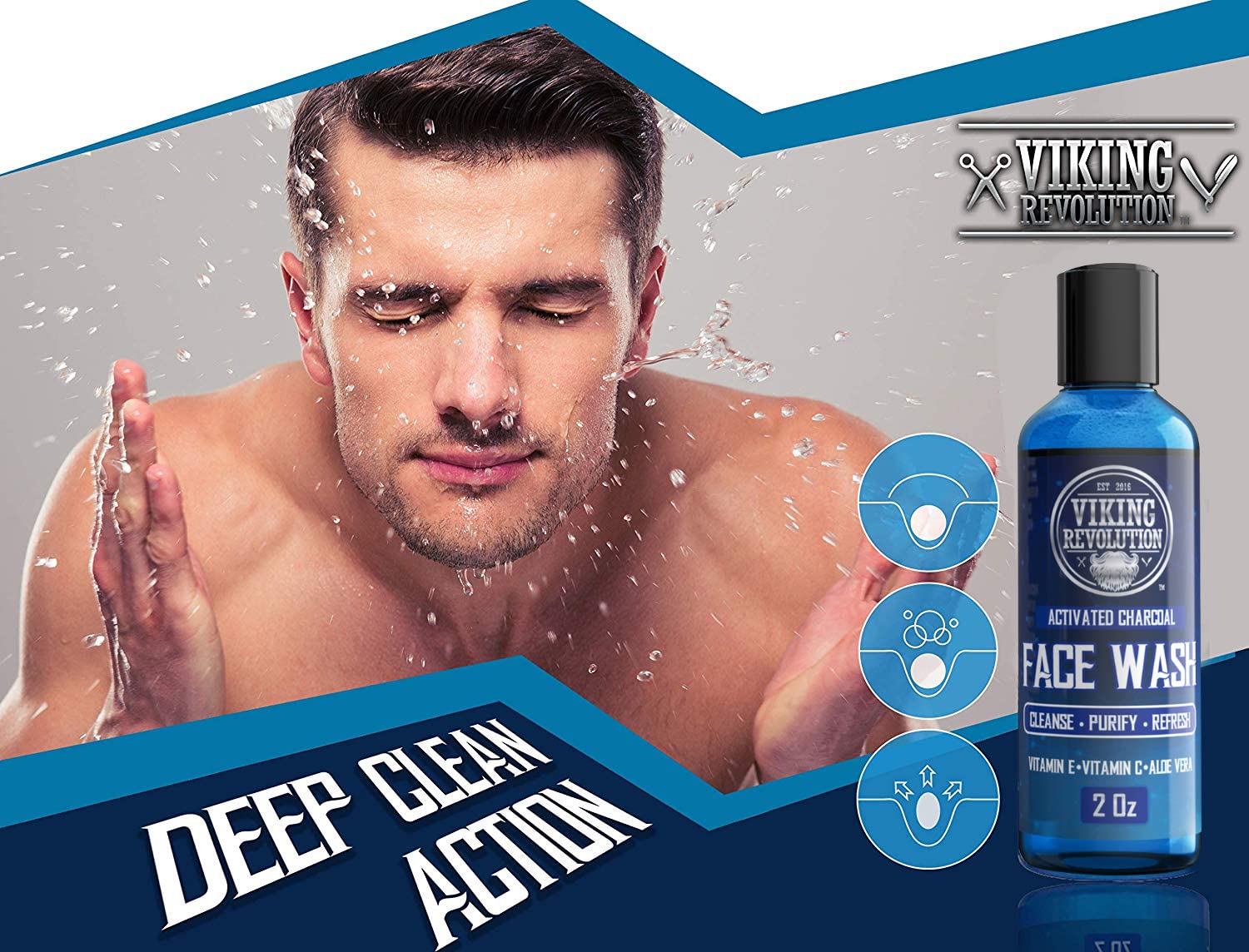 Viking Revolution charcoal face wash foamy-lather demonstrates rich foam for thorough cleansing