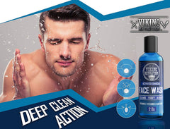 Viking Revolution charcoal face wash foamy-lather demonstrates rich foam for thorough cleansing
