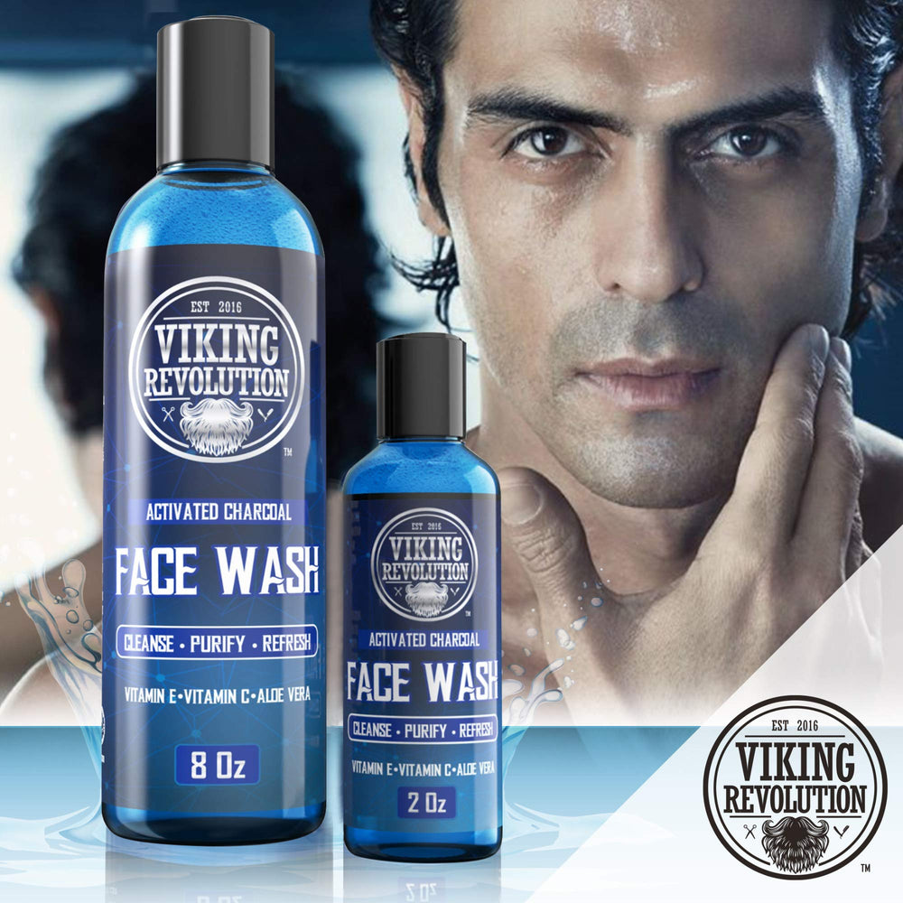 Viking Revolution charcoal face wash two-bottle set ready for travel and daily use