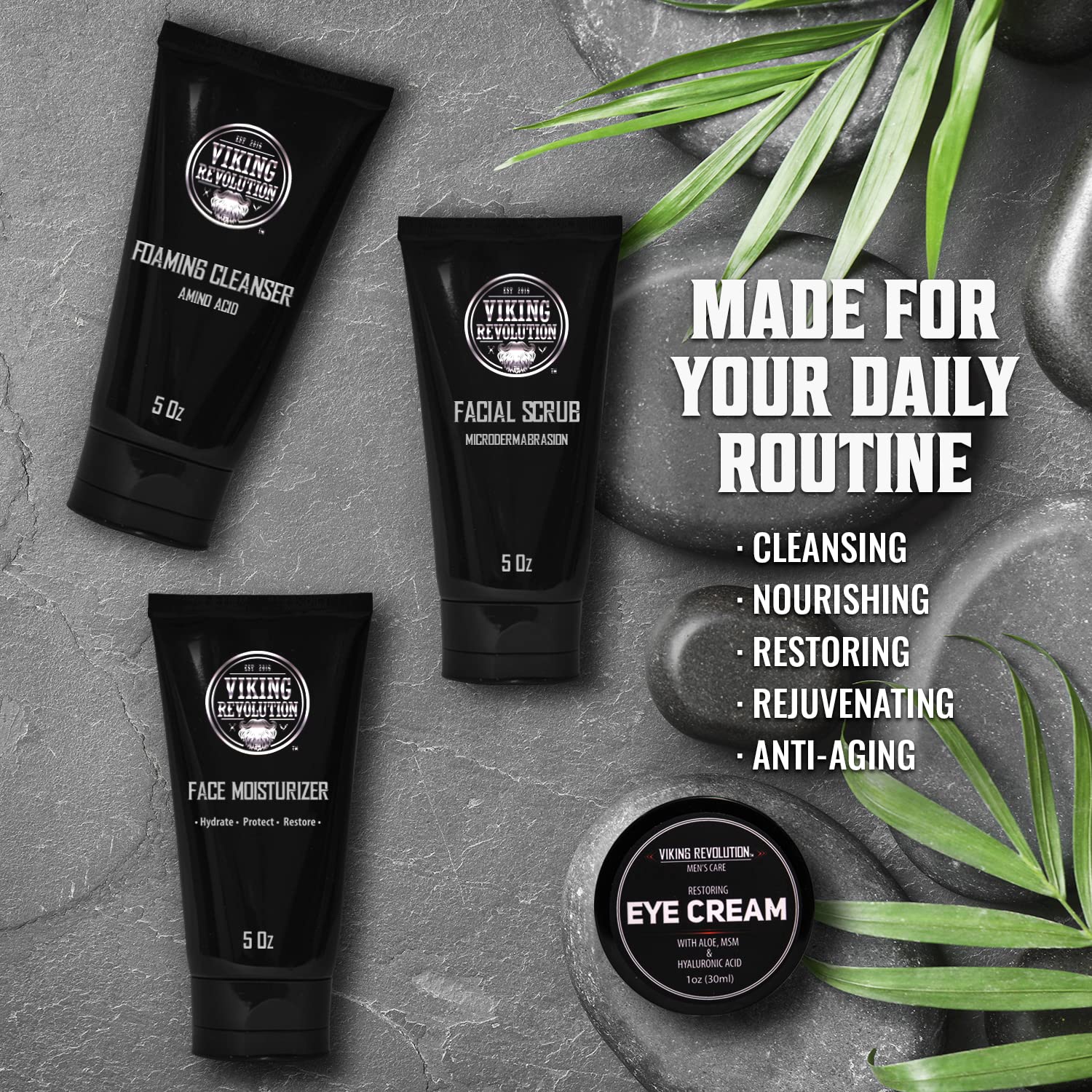 Viking Revolution routine setup showing quick, easy skincare steps.