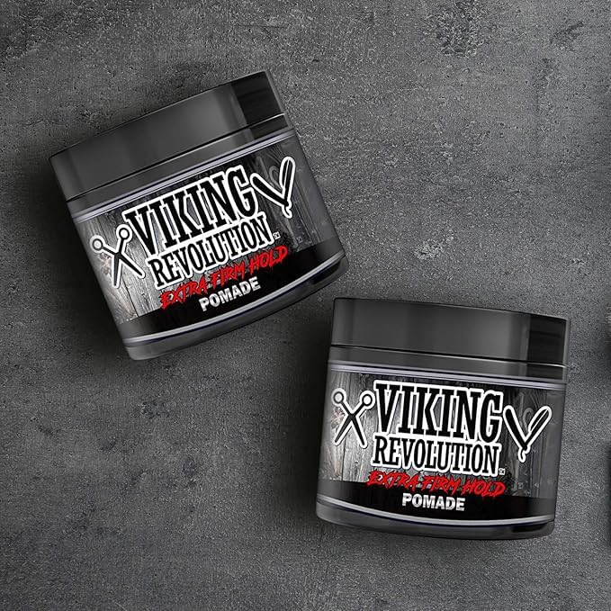 Two-pack Viking Revolution Extreme Hold Pomade ready for travel and daily use