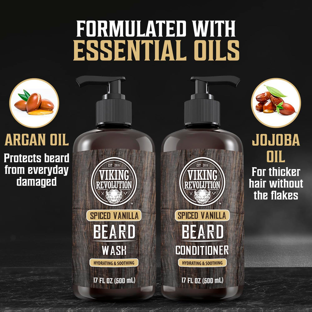 Viking Revolution natural beard oil argan jojoba bottle for nourishment.