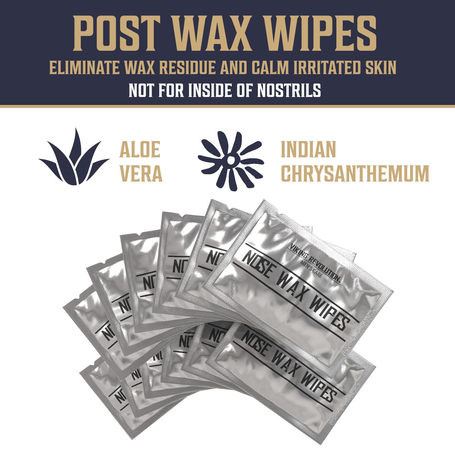 Viking Revolution post-wax wipes with aloe soothe and refresh skin.