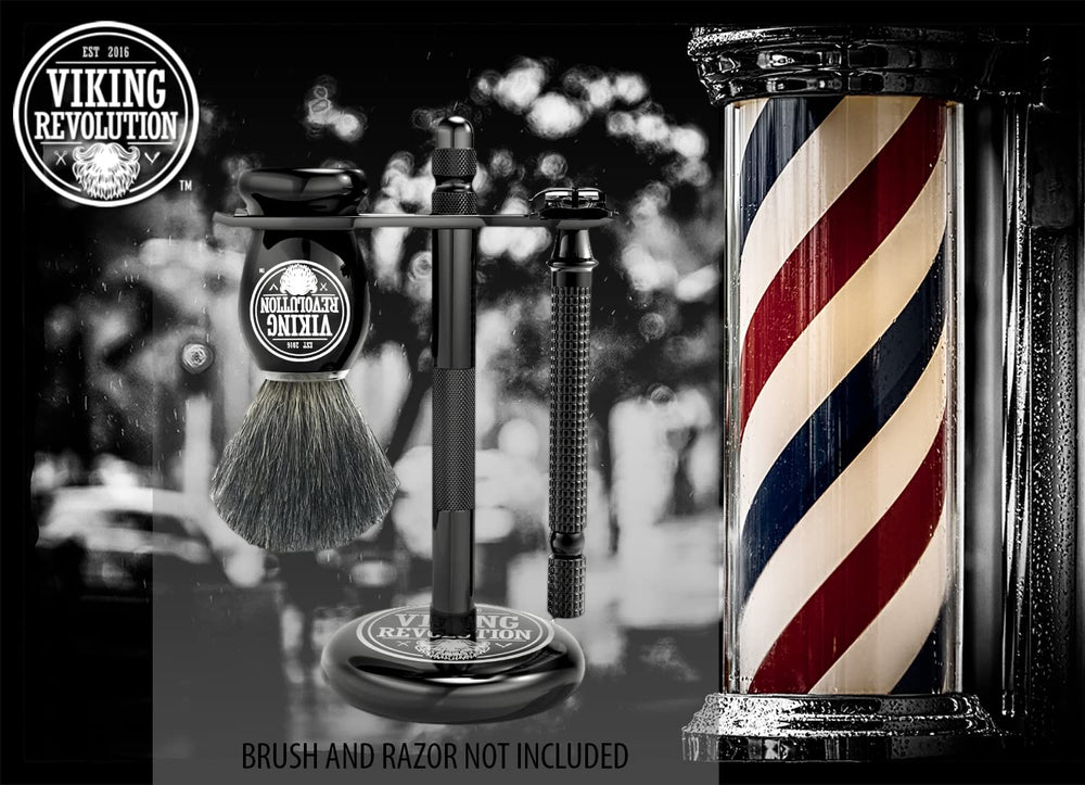 Viking Revolution razor brush stand detailed view highlights sturdy construction.