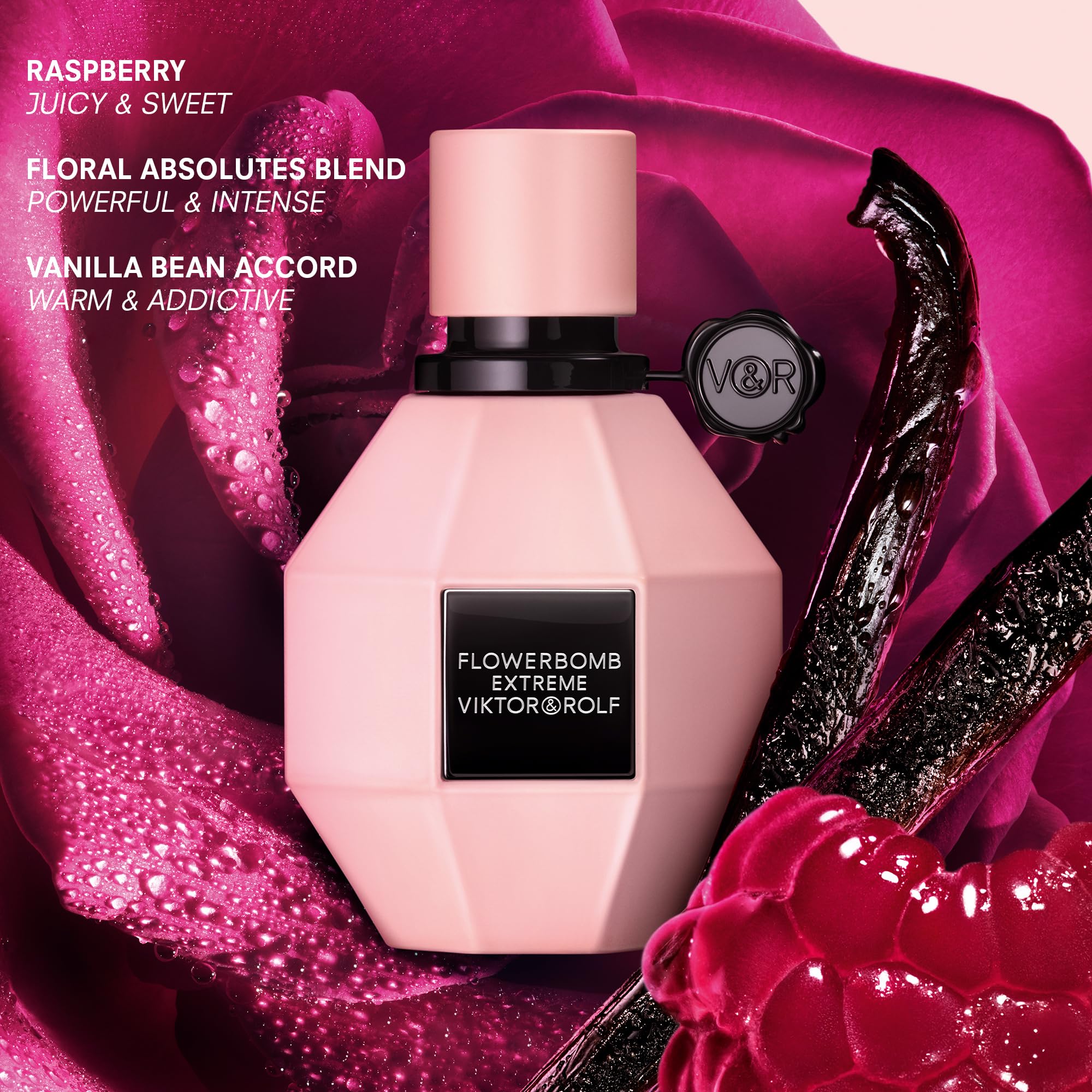 Viktor&Rolf Flowerbomb Extreme EDP bottle close-up for bold longevity.
