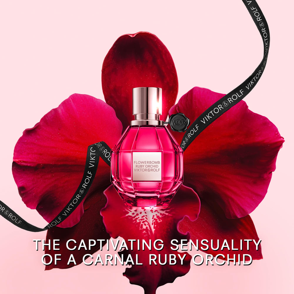 Viktor&Rolf Flowerbomb Ruby Orchid cap detail premium design for on-the-go fragrance touch