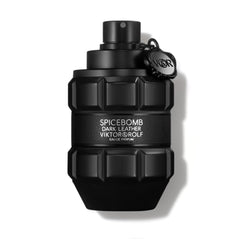 Viktor&Rolf Spicebomb Dark Leather bottle front highlights bold masculine fragrance for evening wear.