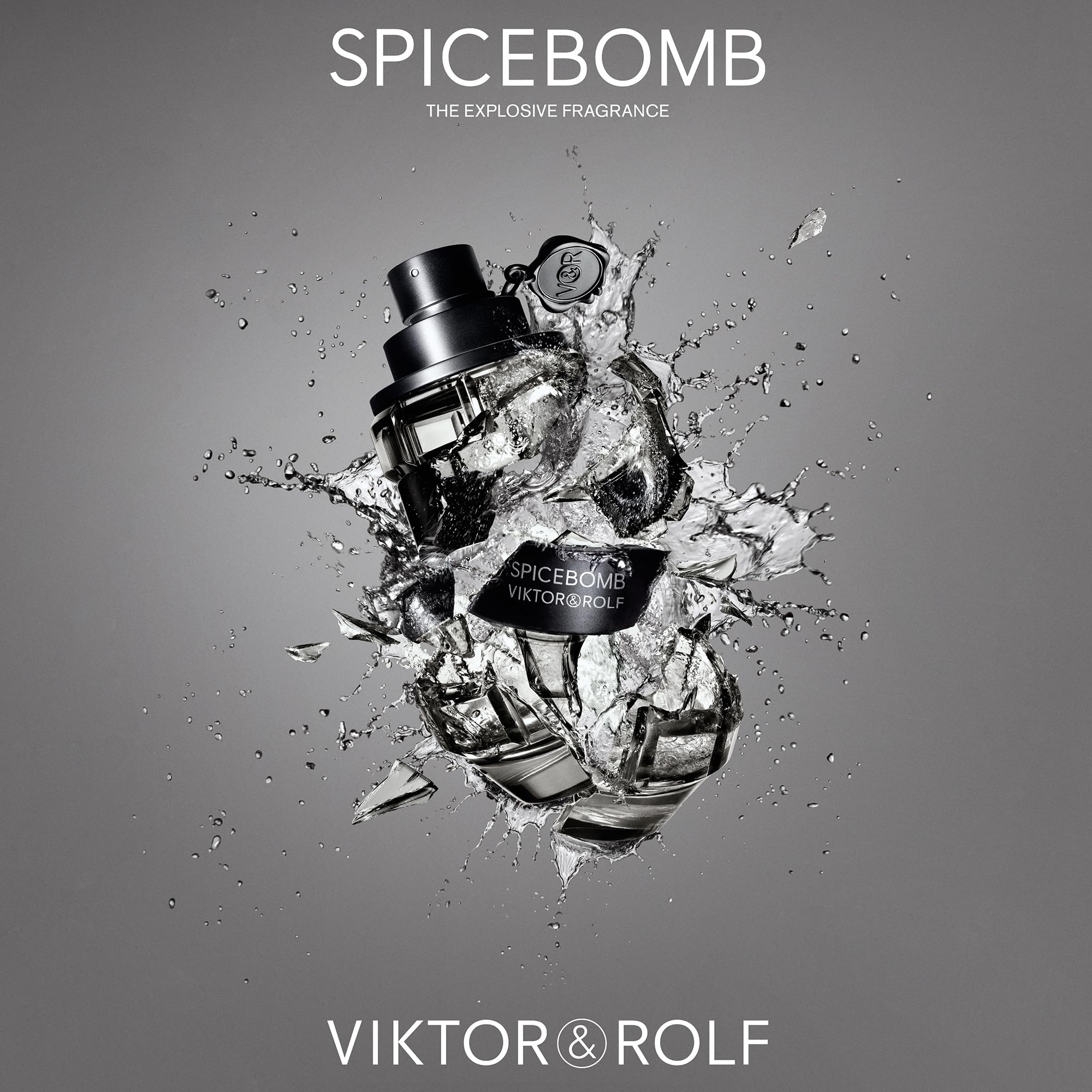 Viktor&Rolf Spicebomb glass bottle with amber glow and warmth