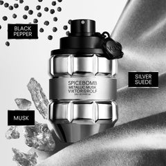 Viktor&Rolf Spicebomb Metallic Musk cap showcases premium, sleek design.