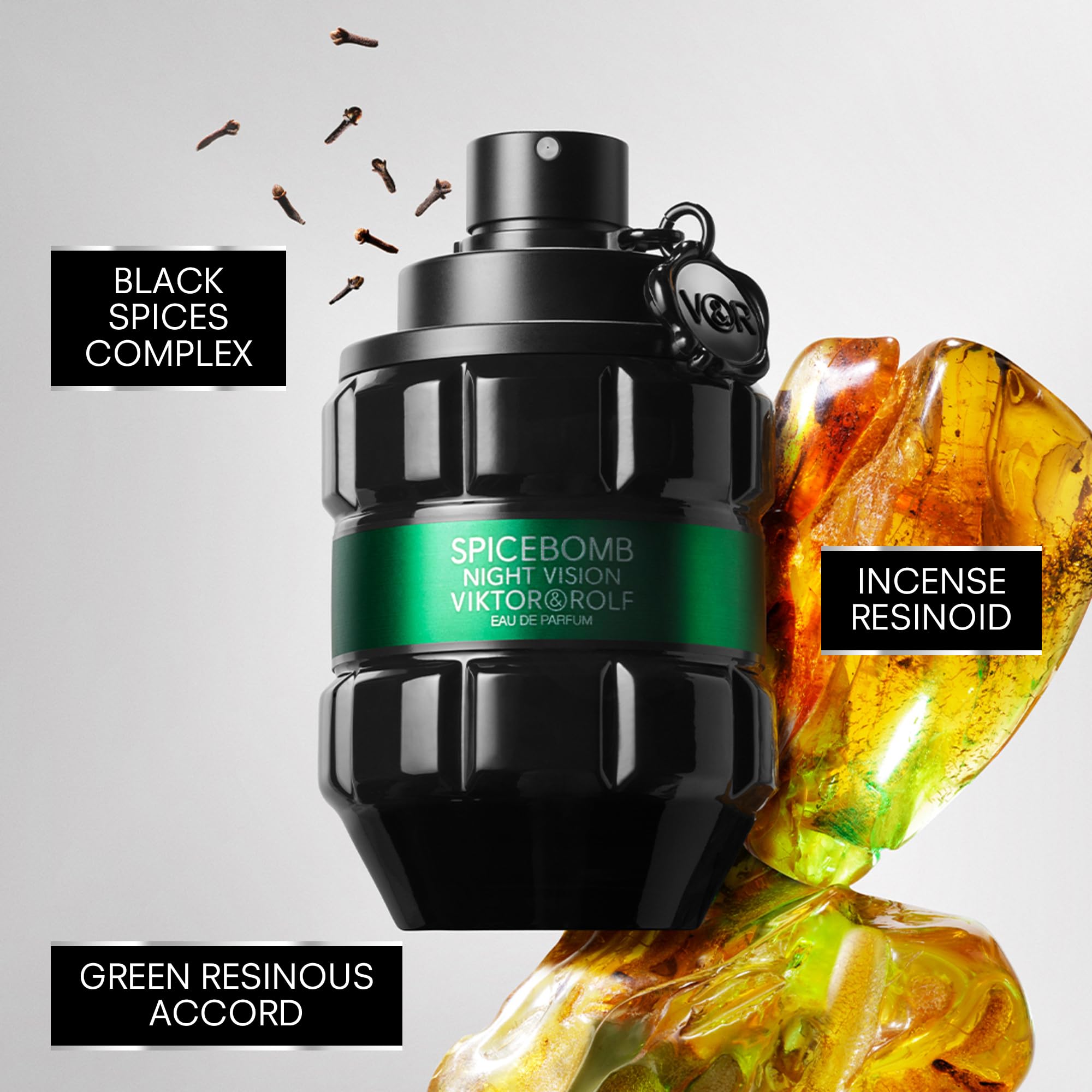 Viktor&Rolf Spicebomb Nightvision bottle cap highlights precision design and premium craftsmanship.