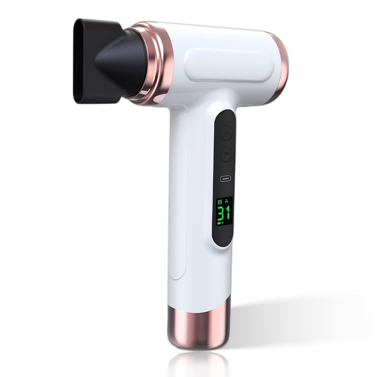 Vikye cordless hair dryer front view for travel convenience.