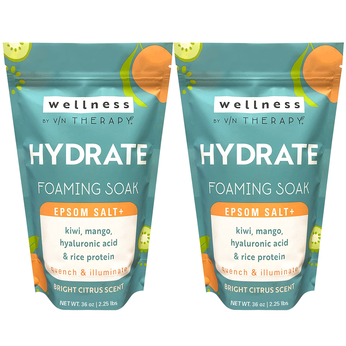 Village Naturals Therapy Hydrate bath soak bottle pours for calming citrus-infused bath