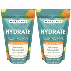 Village Naturals Therapy Hydrate bath soak bottle pours for calming citrus-infused bath
