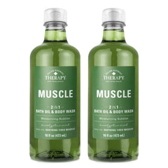 Village Naturals Therapy Muscle Bath Oil bottle shown for soothing recovery after workouts