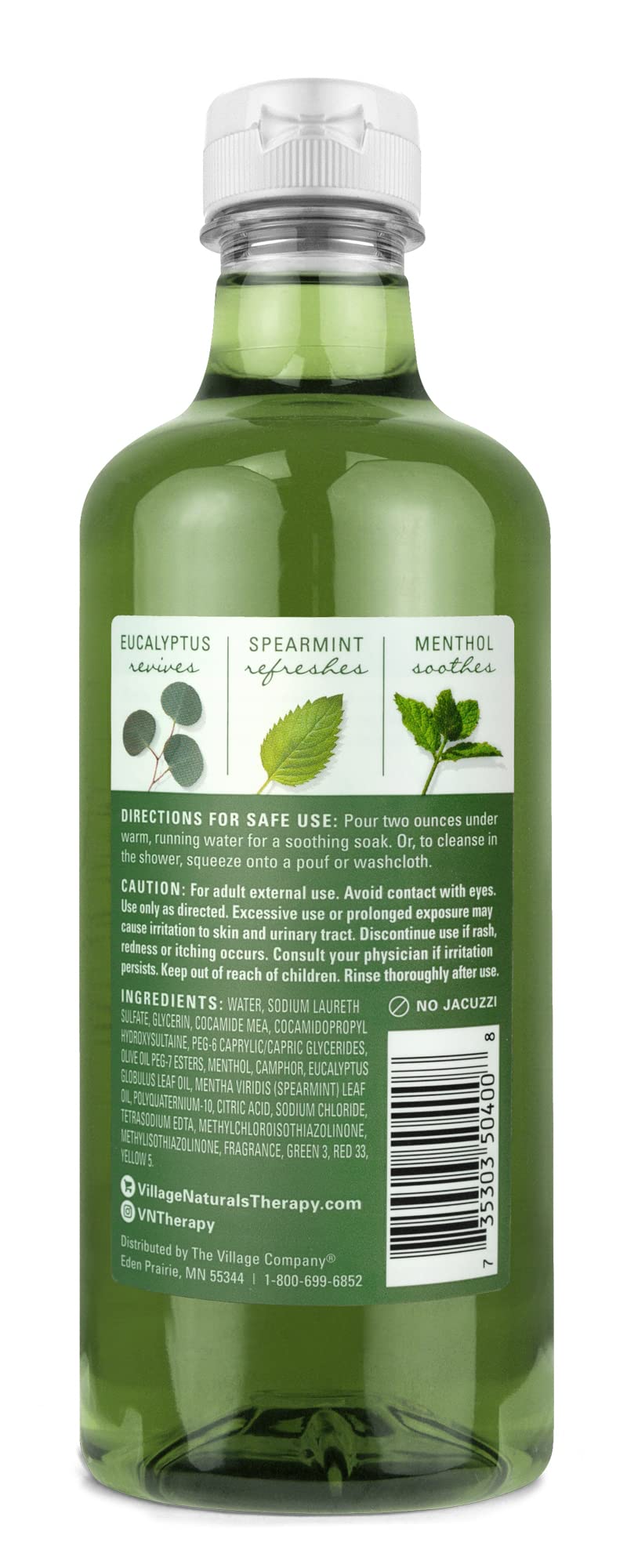 Village Naturals Therapy Muscle Bath Oil bubbles filling tub for a relaxing soak