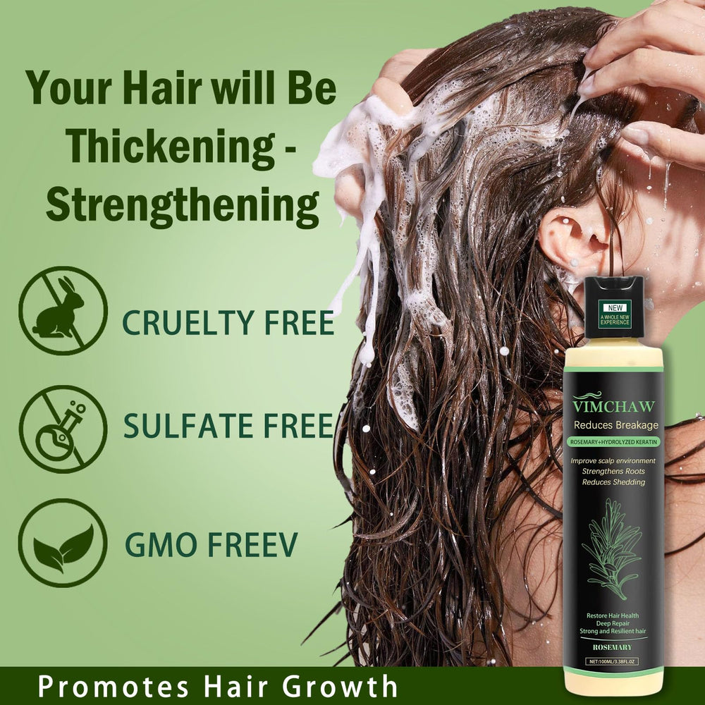 Vimchaw rosemary shampoo with natural ingredients emphasizes gentle cleansing and scalp comfort.