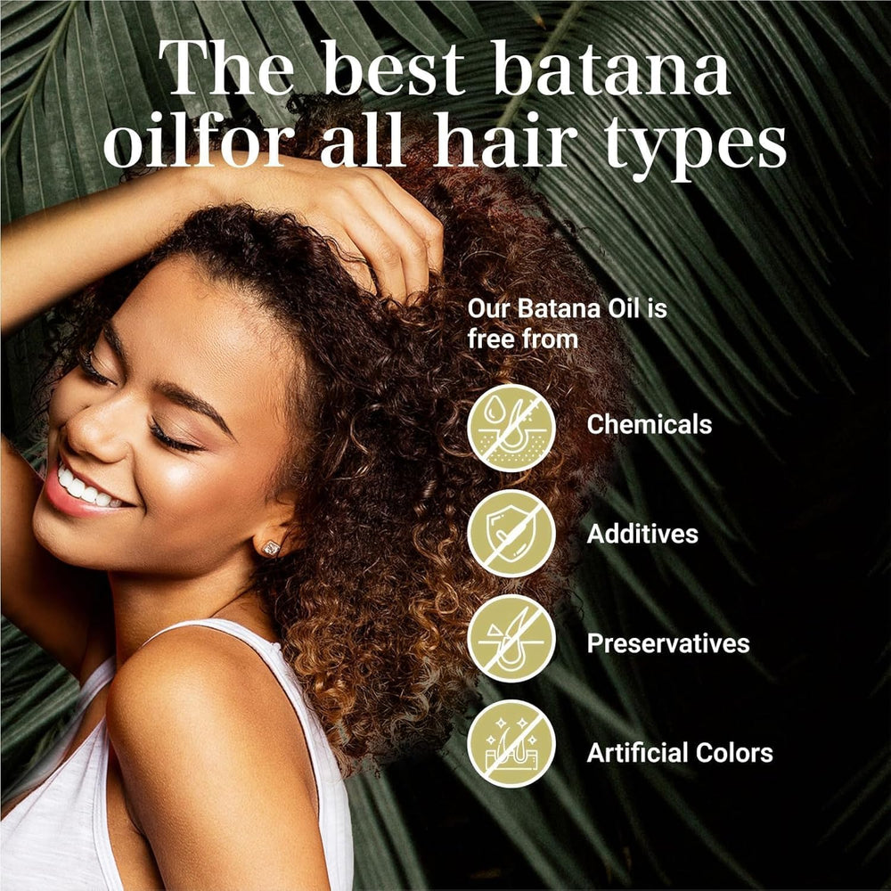 VIMOZA Batana oil applied to all hair types for shine and manageability.