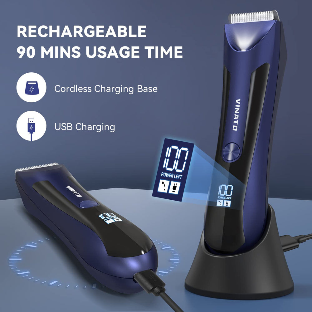 VINATO Waterproof Trimmer being rinsed for shower-clean convenience.