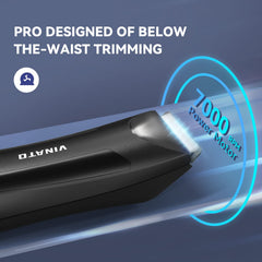 VINATO Electric Body Hair Trimmer four-guide-combs offering adjustable trimming lengths