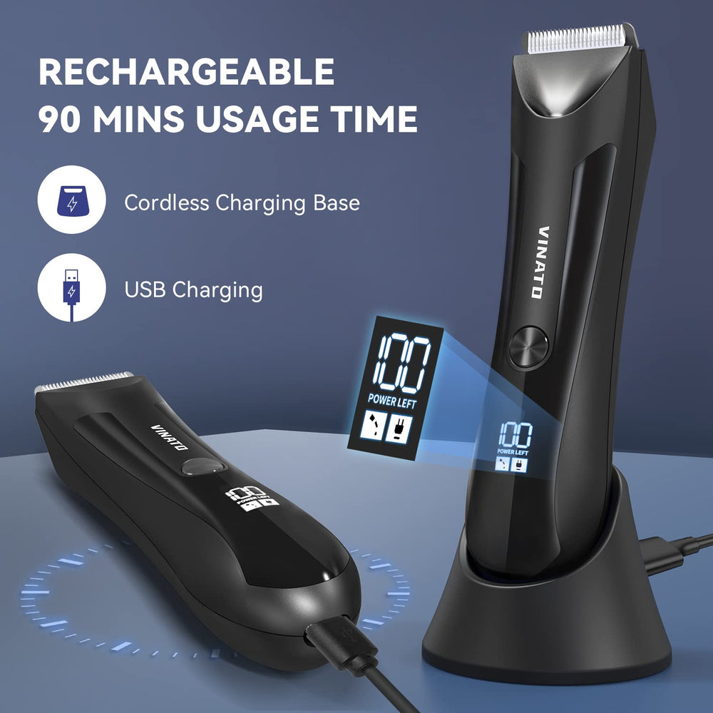 VINATO Electric Body Hair Trimmer waterproof for shower-use and easy cleaning