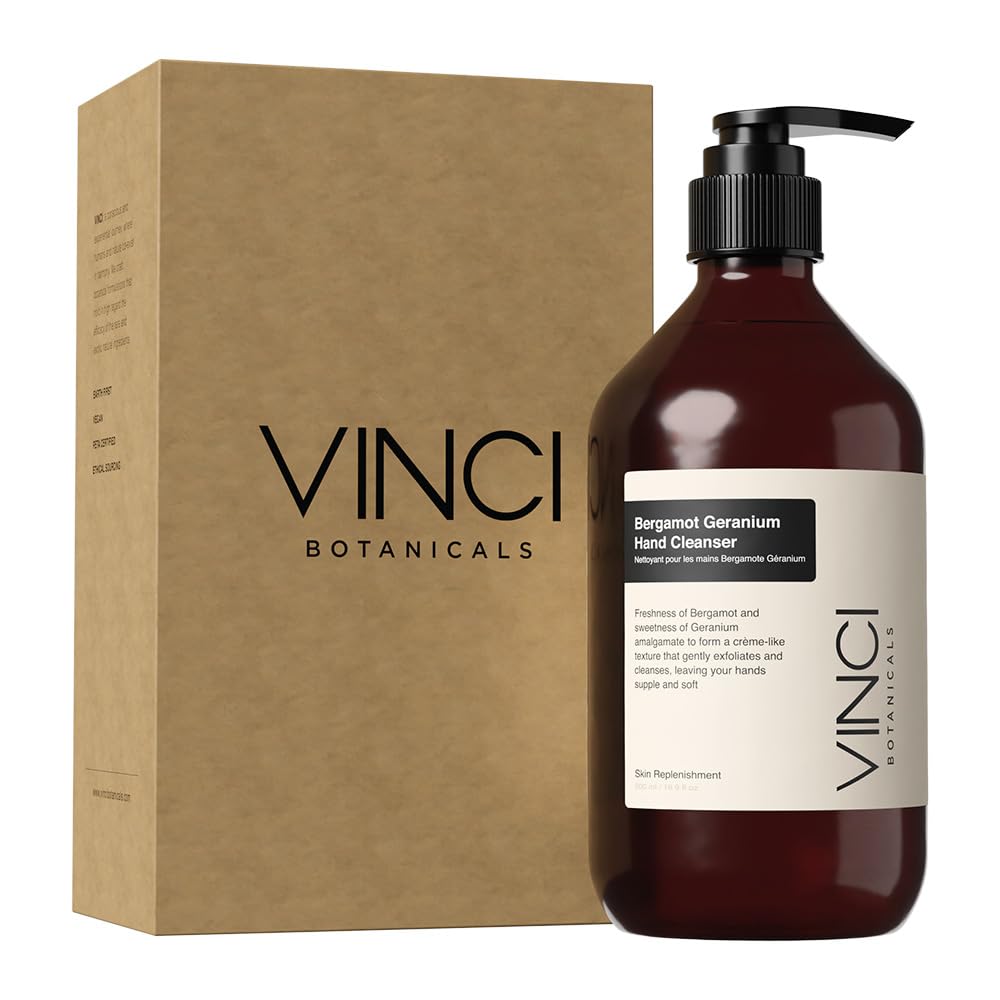 Vinci Botanicals Bergamot Geranium Hand Cleanser bottle with fresh aroma for daily ritual