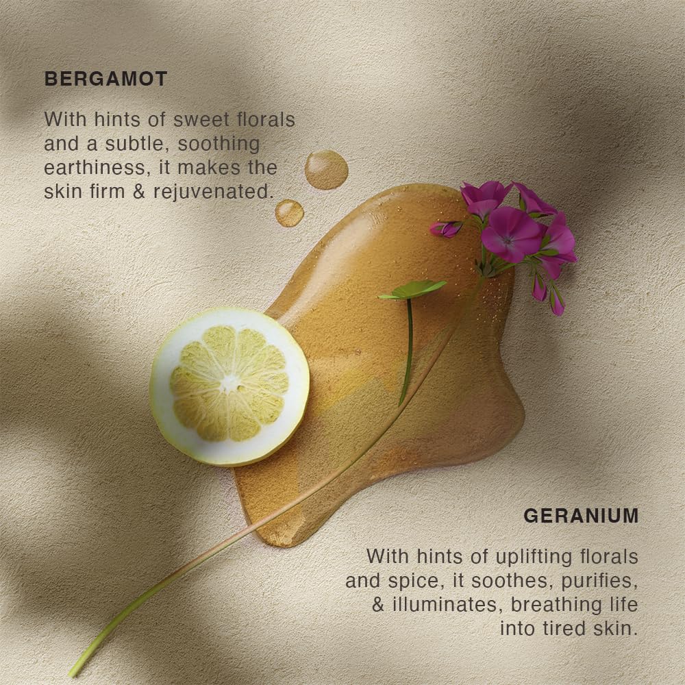 Envase de 500 ml de Vinci Botanicals Bergamot Geranium, diseño práctico para baño.