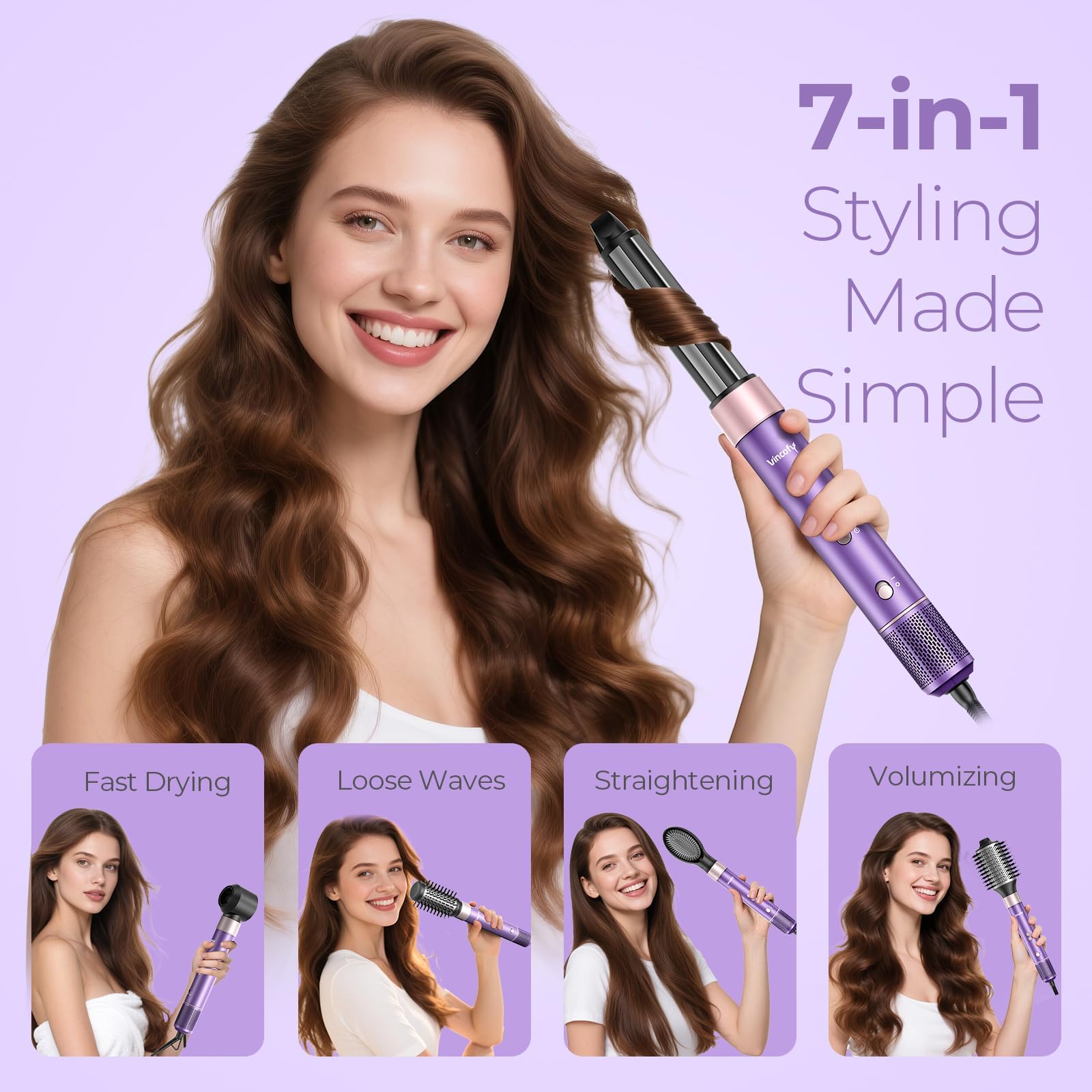 Vincofy oval styling brush smoothing hair for a sleek look