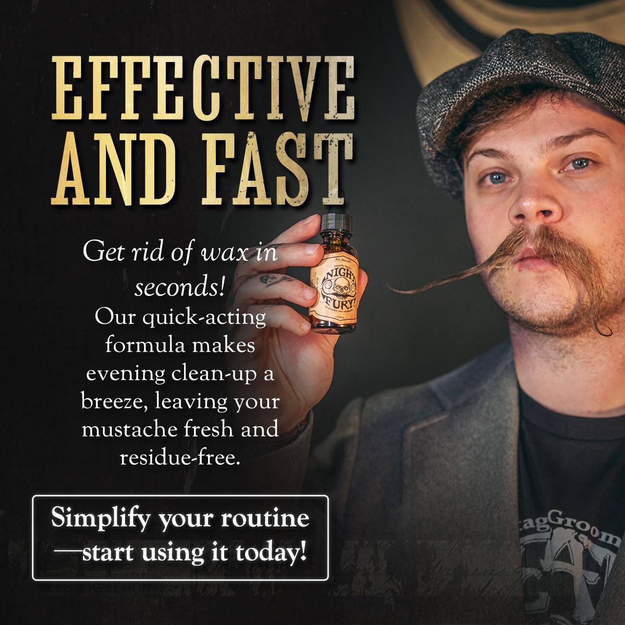 The Night Fury Oil softens moustache and beard for easier grooming.