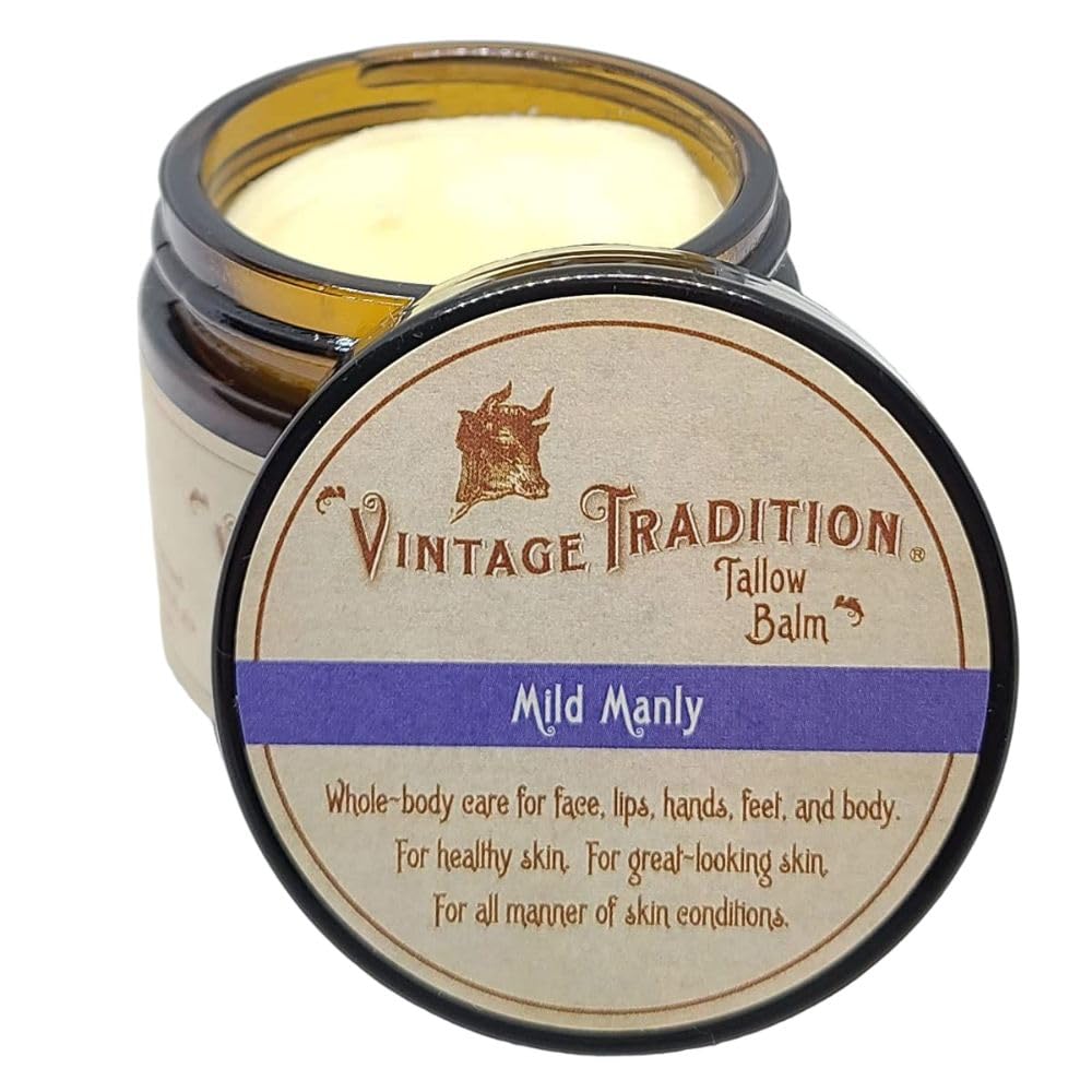 Vintage Tradition beef tallow balm packshot showing rich hydration for dry skin