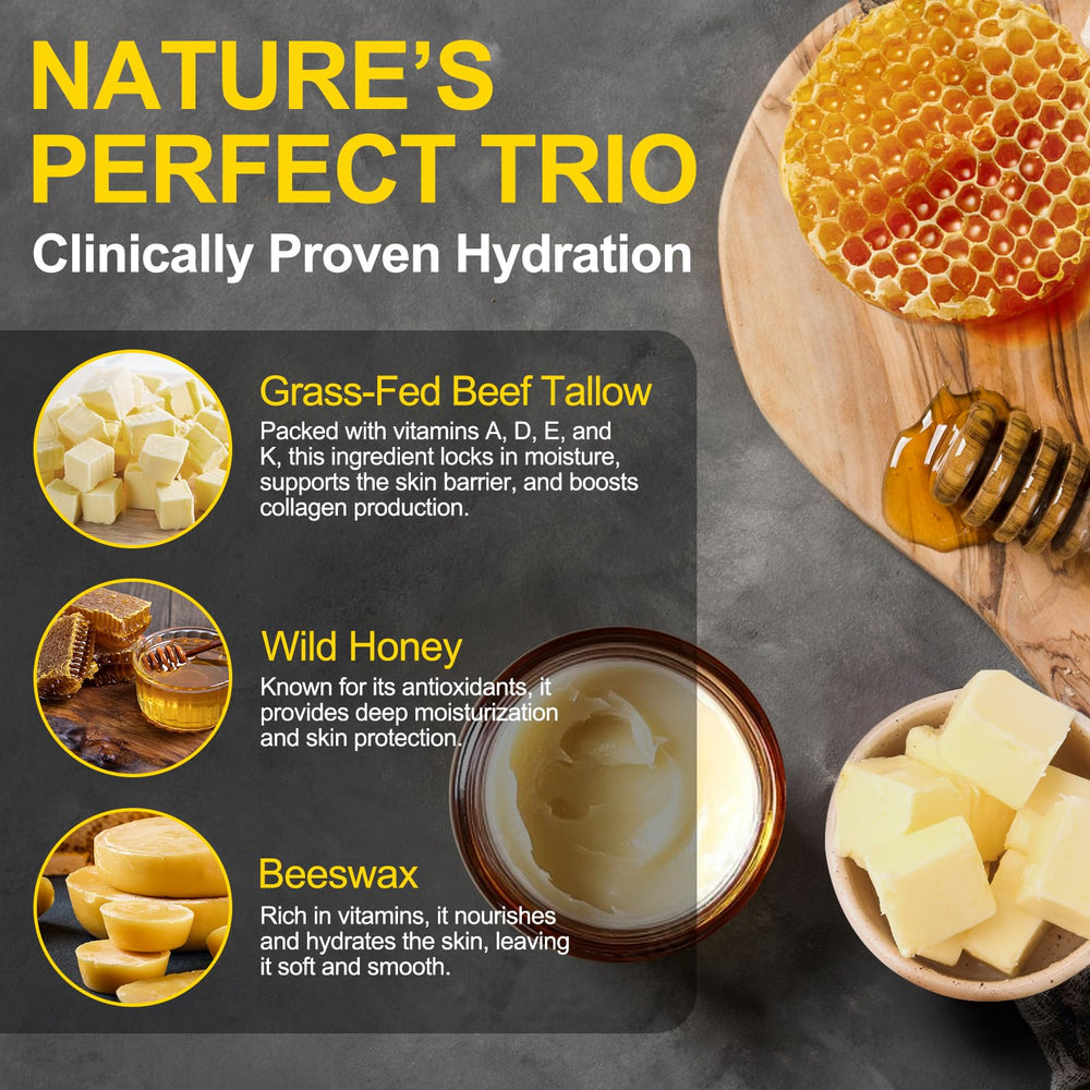VIOFAIRY whipped-honey-tallow-texture-application shows easy face application and smooth skin.