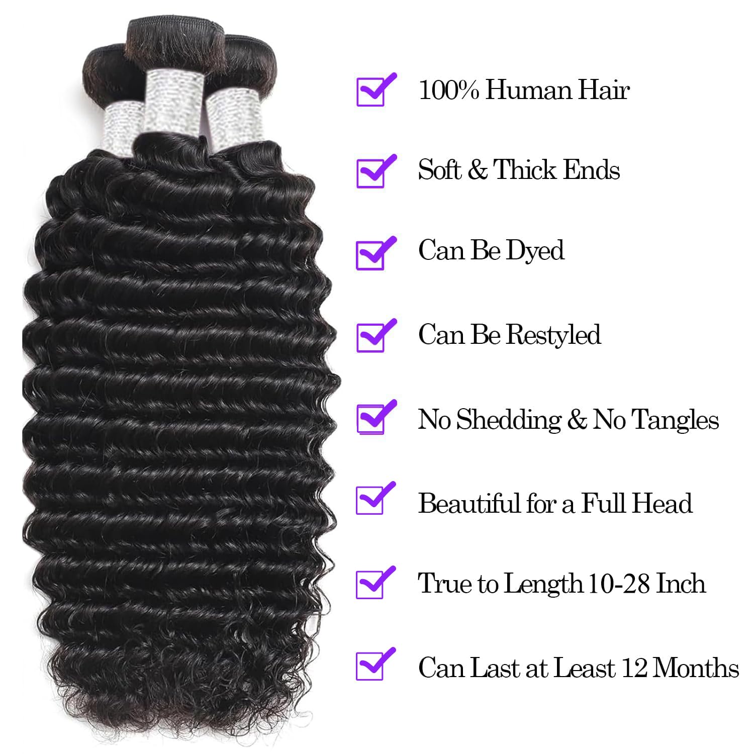 Violet 12A bundles deep-wave 20in display full-body curls with natural movement