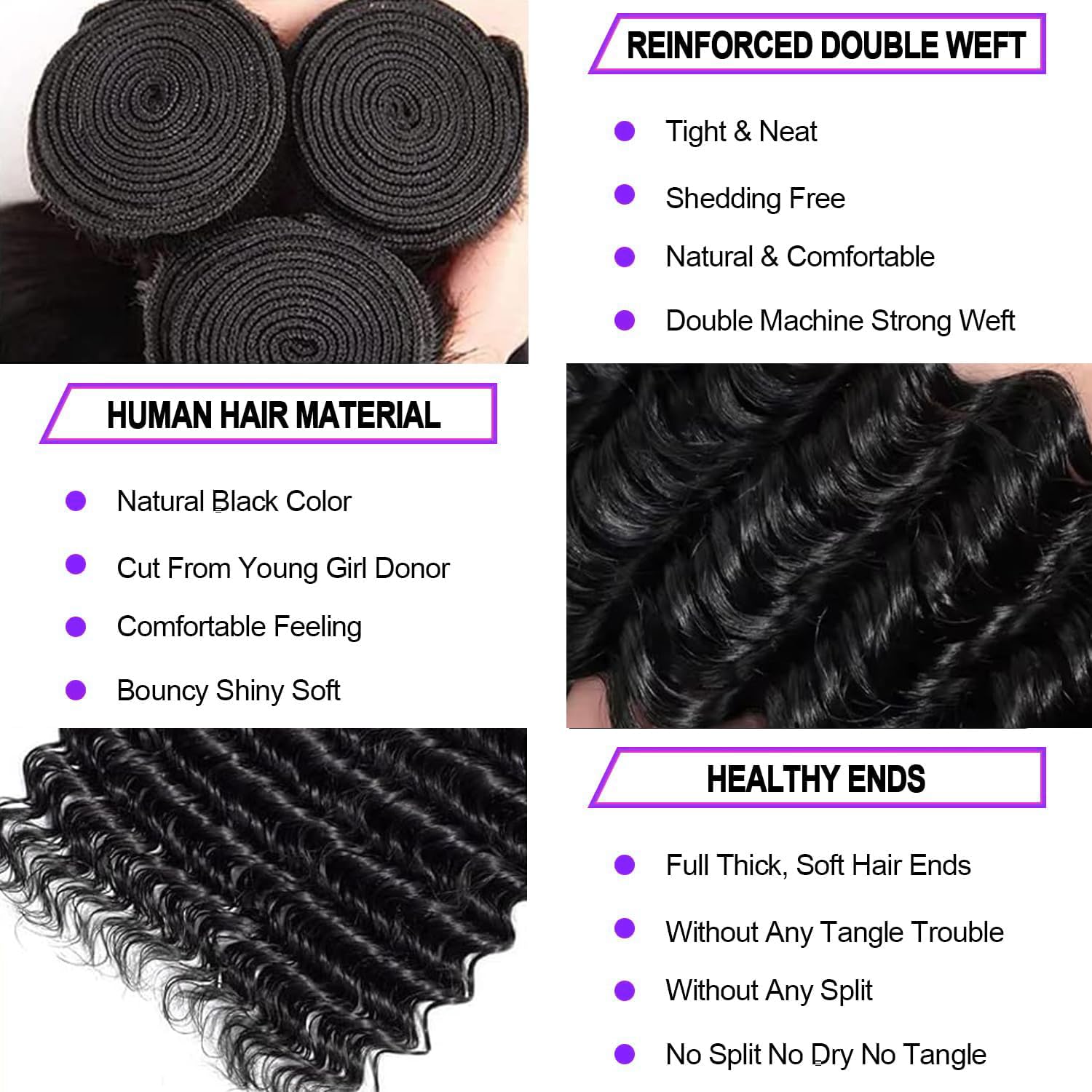 Violet 12A bundles deep-wave 22in shows dramatic length with soft, bouncy waves