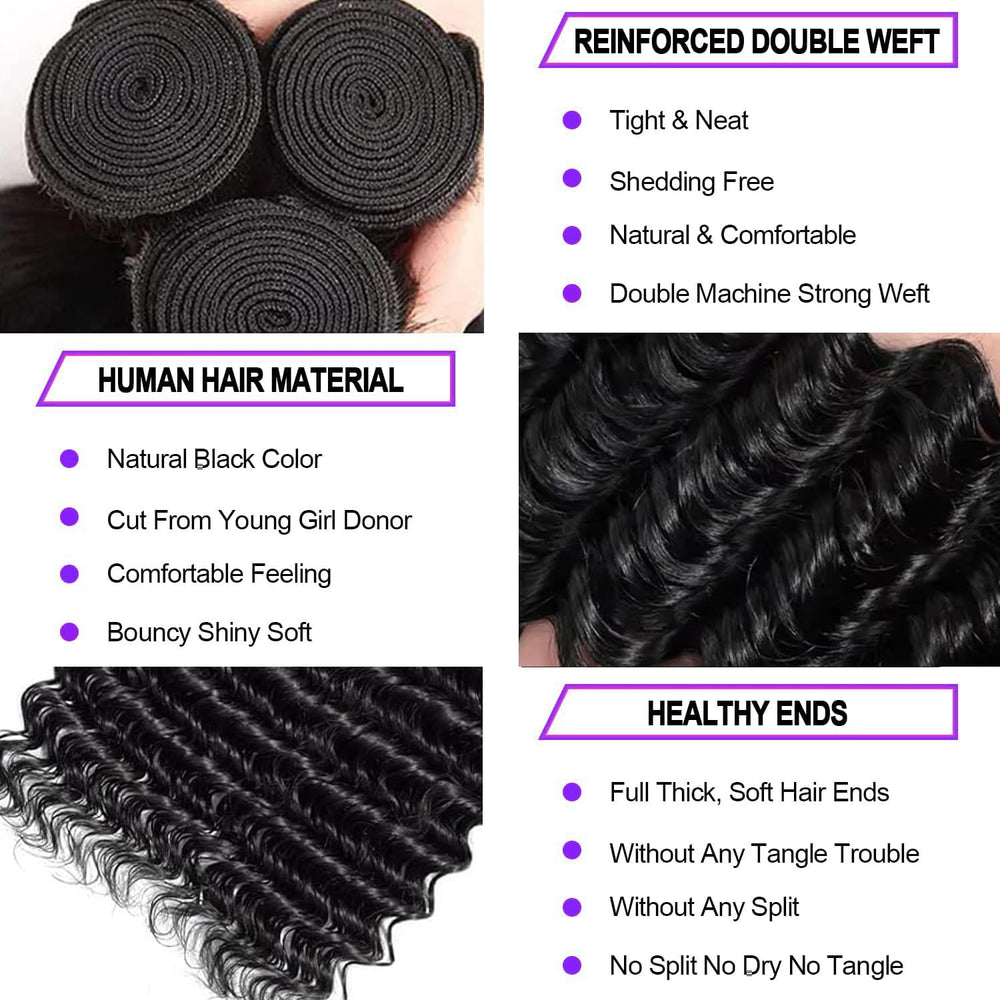 Violet 12A bundles deep-wave 22in shows dramatic length with soft, bouncy waves