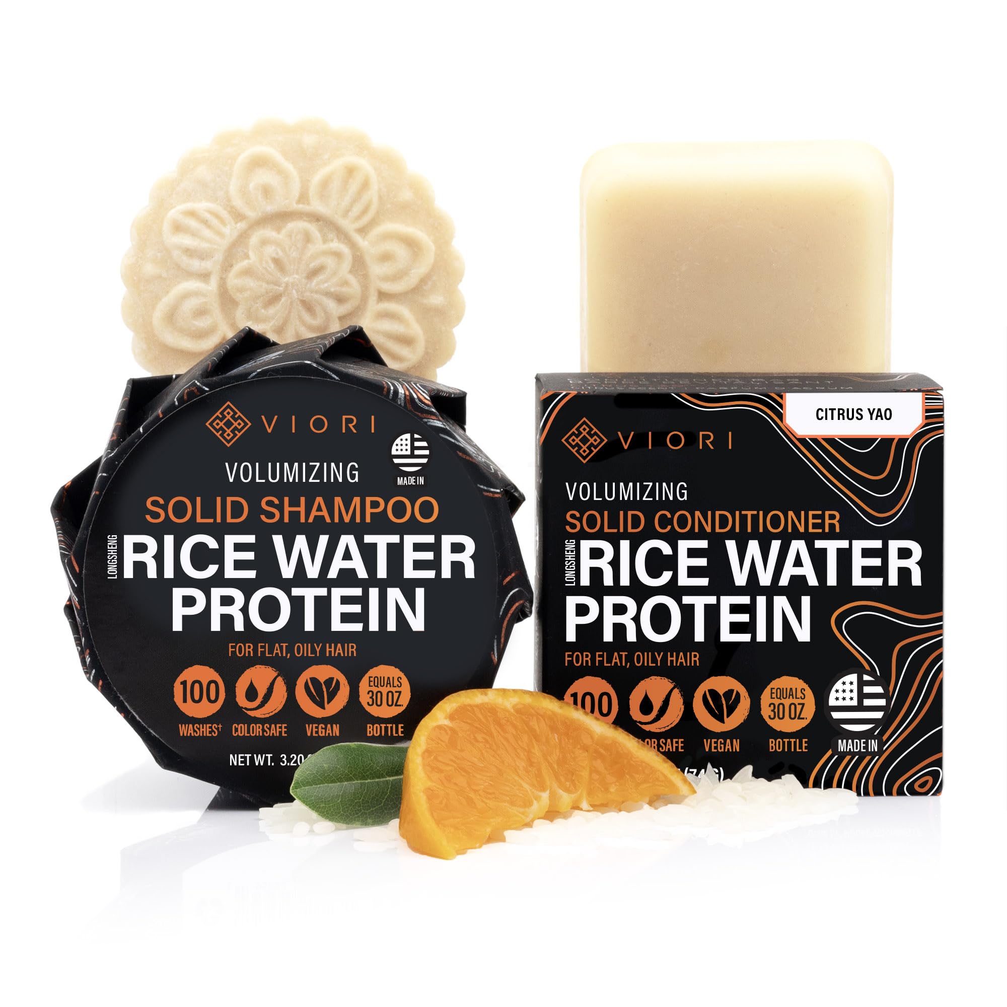 Viori Citrus Yao shampoo bar packaging showcases eco-friendly, travel-ready design.