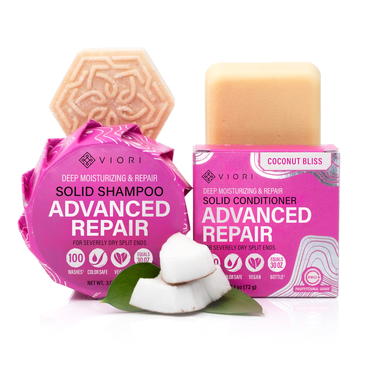 Viori Coconut Advanced Repair Shampoo Bar – solid cleanse for gentle hydration of dry hair