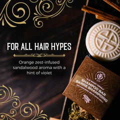 Viori Hamish & Co shampoo bar with Longsheng Rice Water swirl promoting hydration and shine