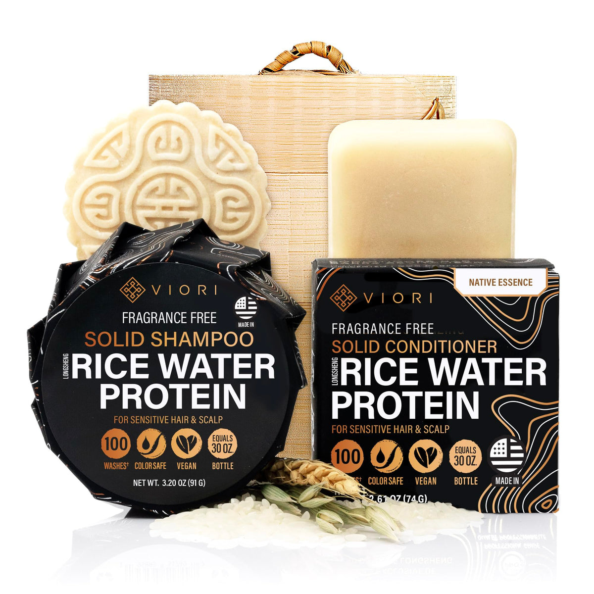 Viori Native Essence Shampoo Bar pour demonstrates quick lather for clean hair
