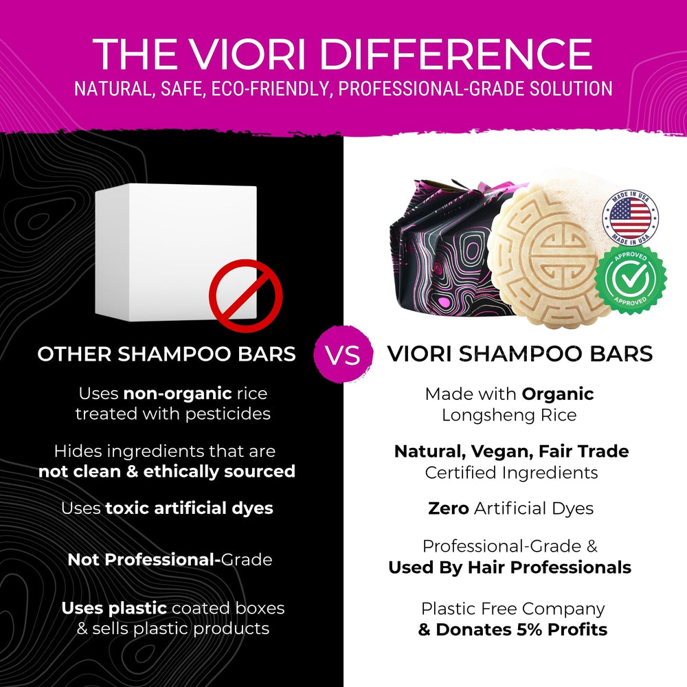 VIORI Terrace Garden shampoo bar rice-water closeup highlighting nourishment ingredients